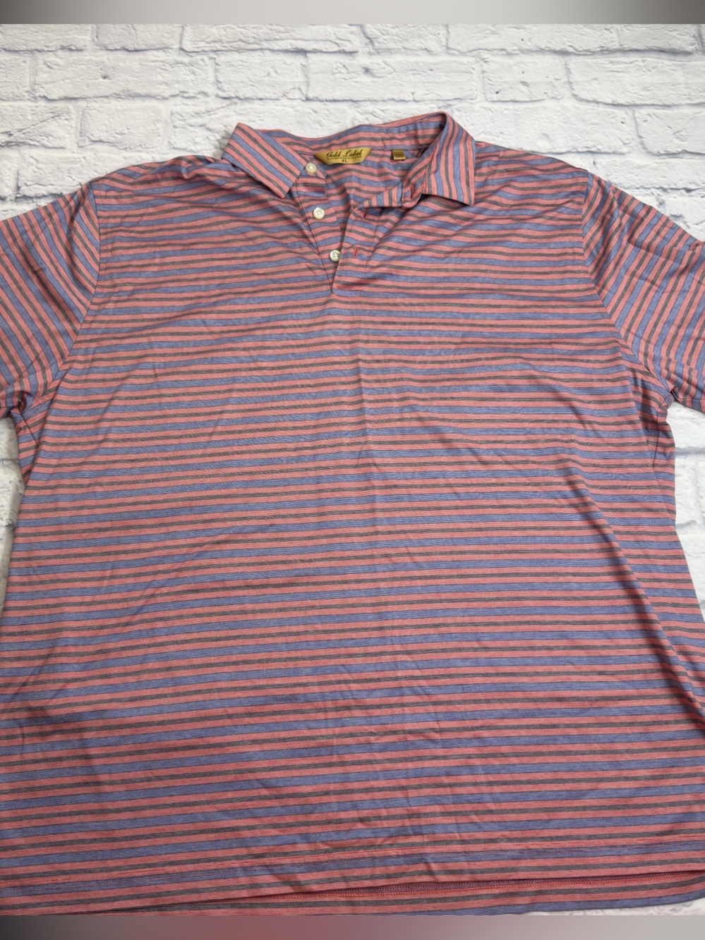 Roundtree & Yorke Gold Label Red/ Blue Striped Polo. Size XL. Nautical. Preppy.